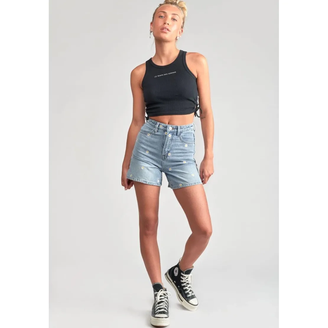 Le Temps des CerisesShort fille en jeans CAMGI bleu