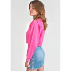 Le Temps des CerisesSweat fille, court TYRAGI rose en coton