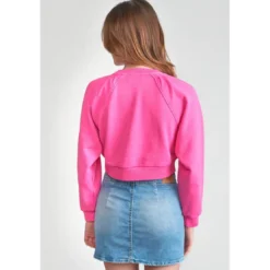 Le Temps des CerisesSweat fille, court TYRAGI rose en coton