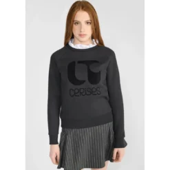 Le Temps des CerisesSweat-Shirt fille TITAGI noir Alice en coton
