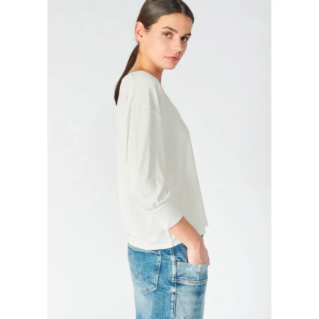 Le Temps des CerisesTee-hirt JEIE blanc en coton modal