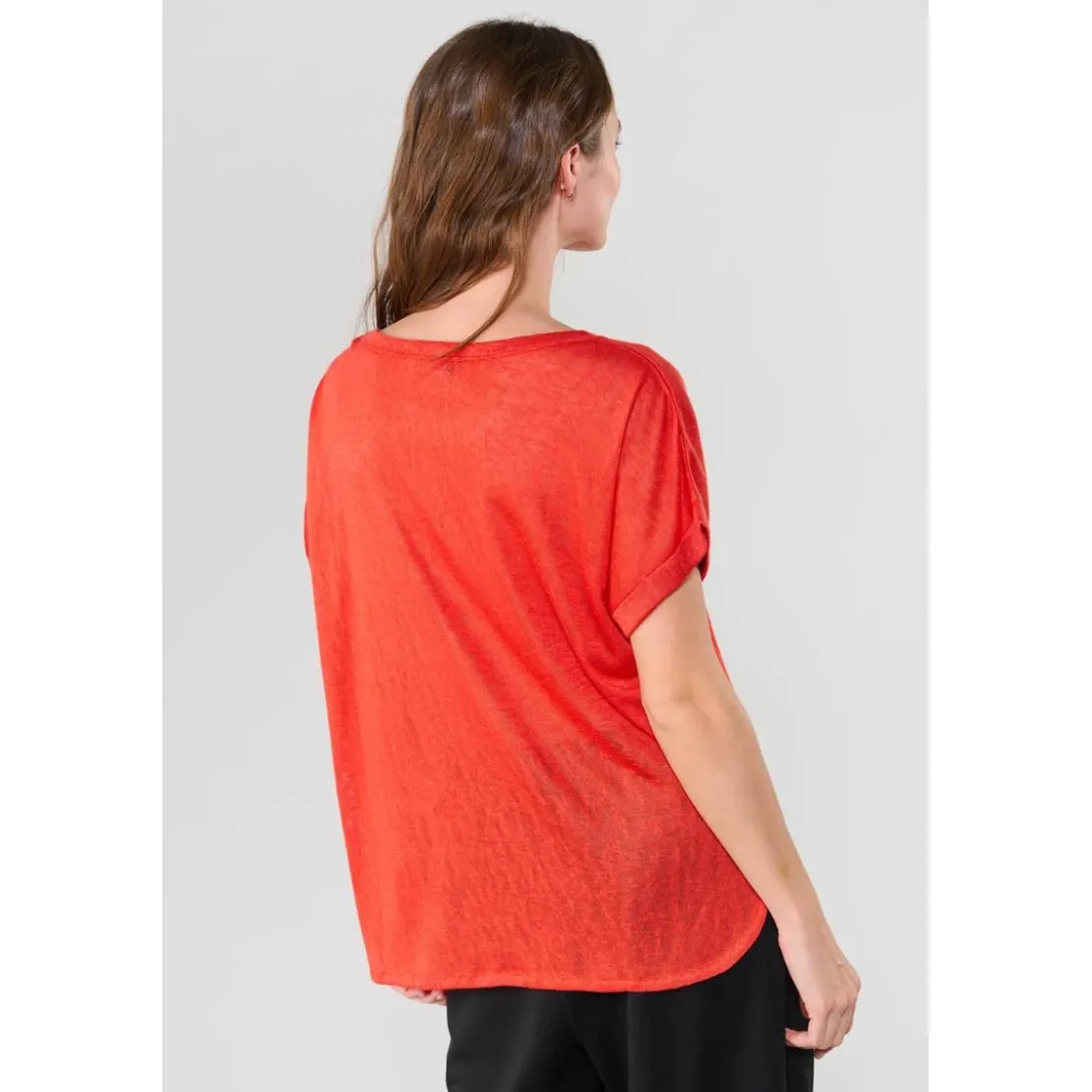 Le Temps des CerisesTee-Shirt PATRUL orange en viscose Ida