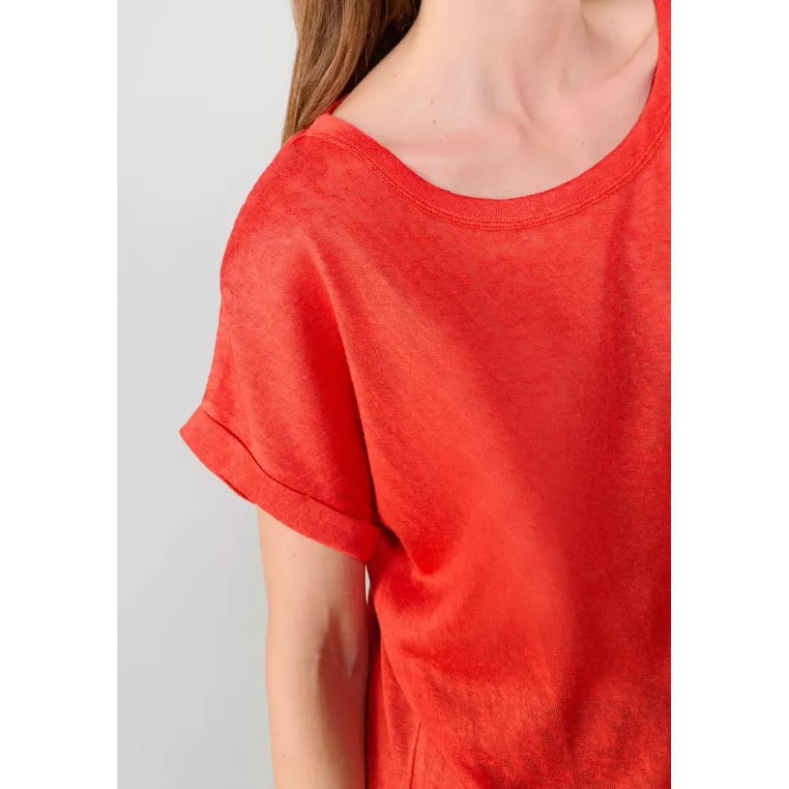 Le Temps des CerisesTee-Shirt PATRUL orange en viscose Ida