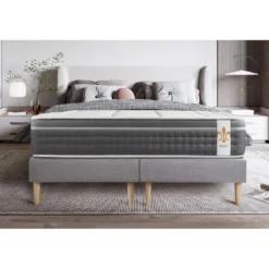 LITIER DELUXEEnsemble Le Trente double sommiers Gris