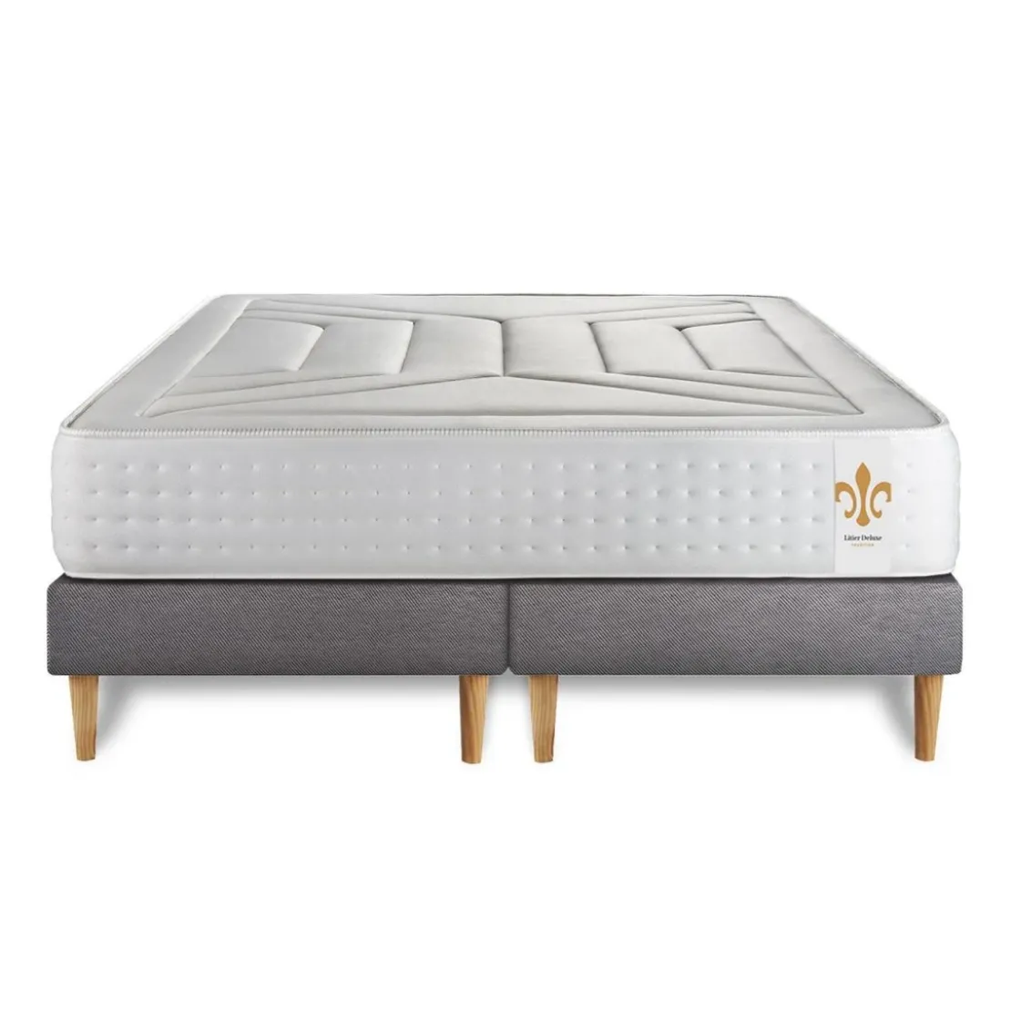 LITIER DELUXEEnsemble Le Vingt-Quatre double sommiers Gris