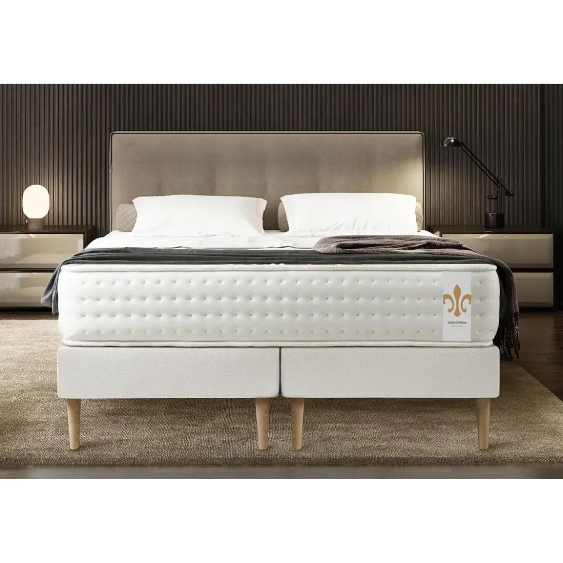 LITIER DELUXEEnsemble Le Vingt-Quatre double sommiers Blanc
