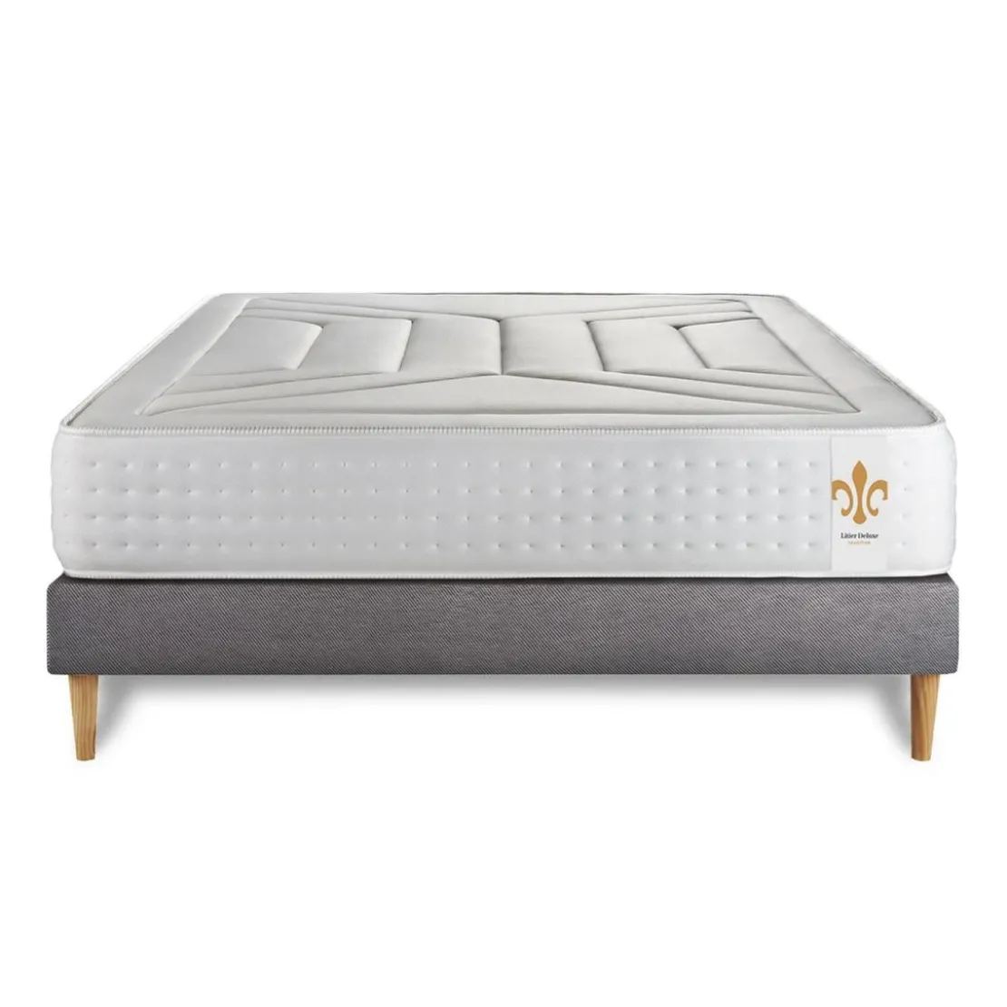 LITIER DELUXEEnsemble Le Vingt-Quatre sommier Gris