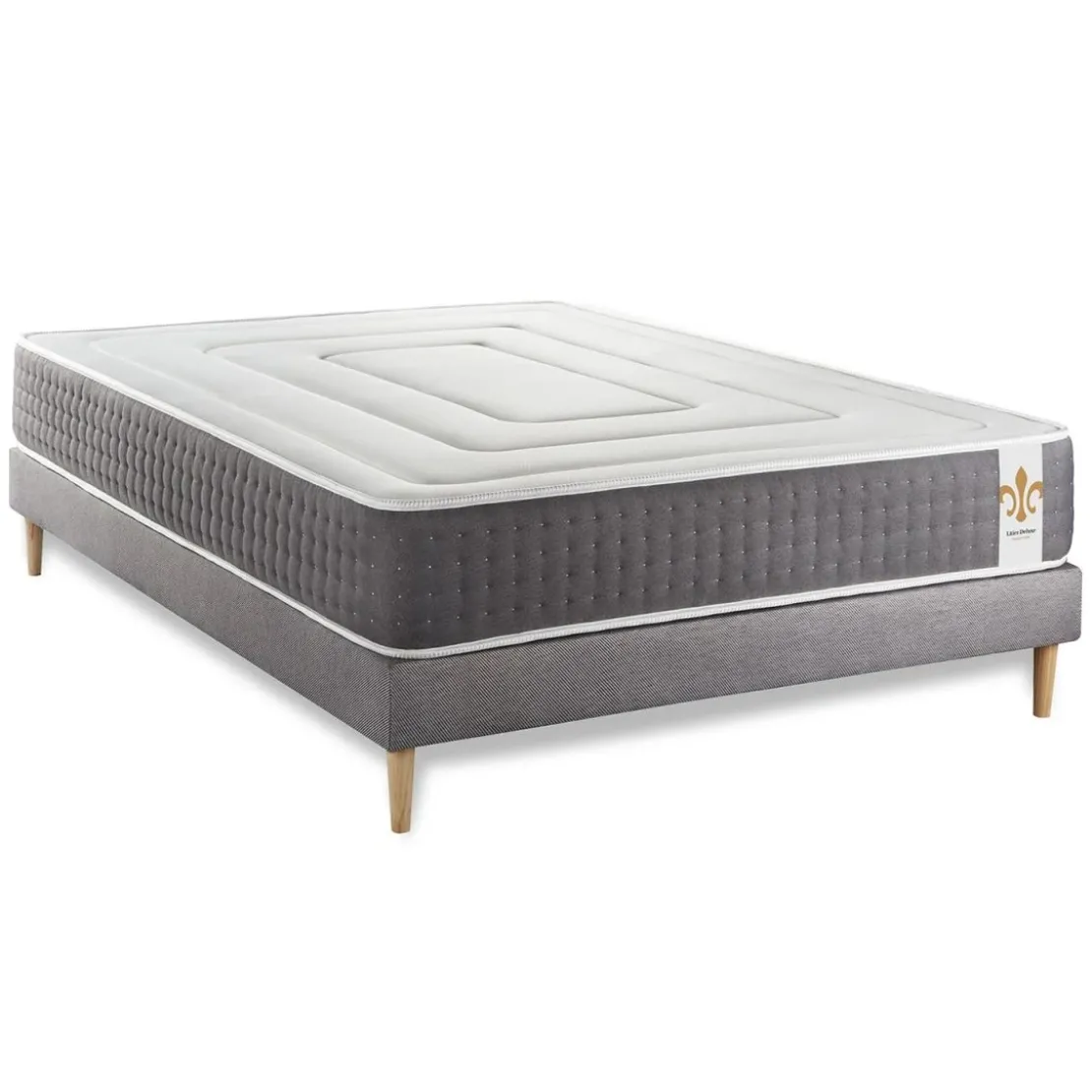LITIER DELUXEEnsemble Le Vingt-Six sommier Gris
