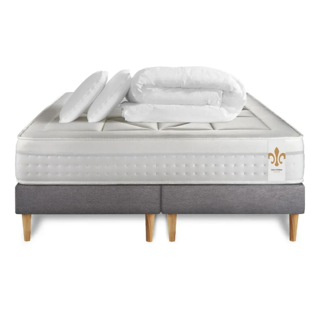 LITIER DELUXEPack Le Vingt-Huit double sommiers Gris