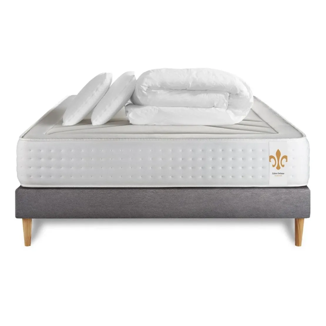 LITIER DELUXEPack Le Vingt-Quatre sommier Gris