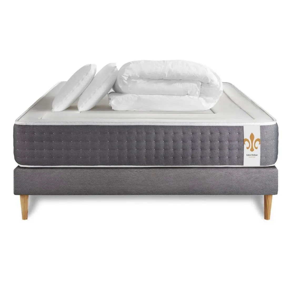 LITIER DELUXEPack Vingt-Six sommier Kit Gris