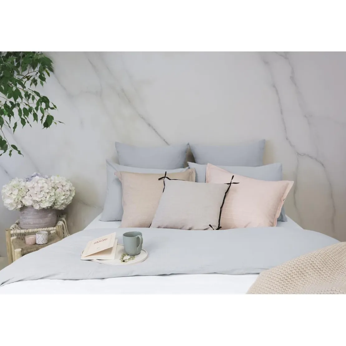 L'Officiel InteriorsLes basiques - Housse de couette en coton -Bleu ciel