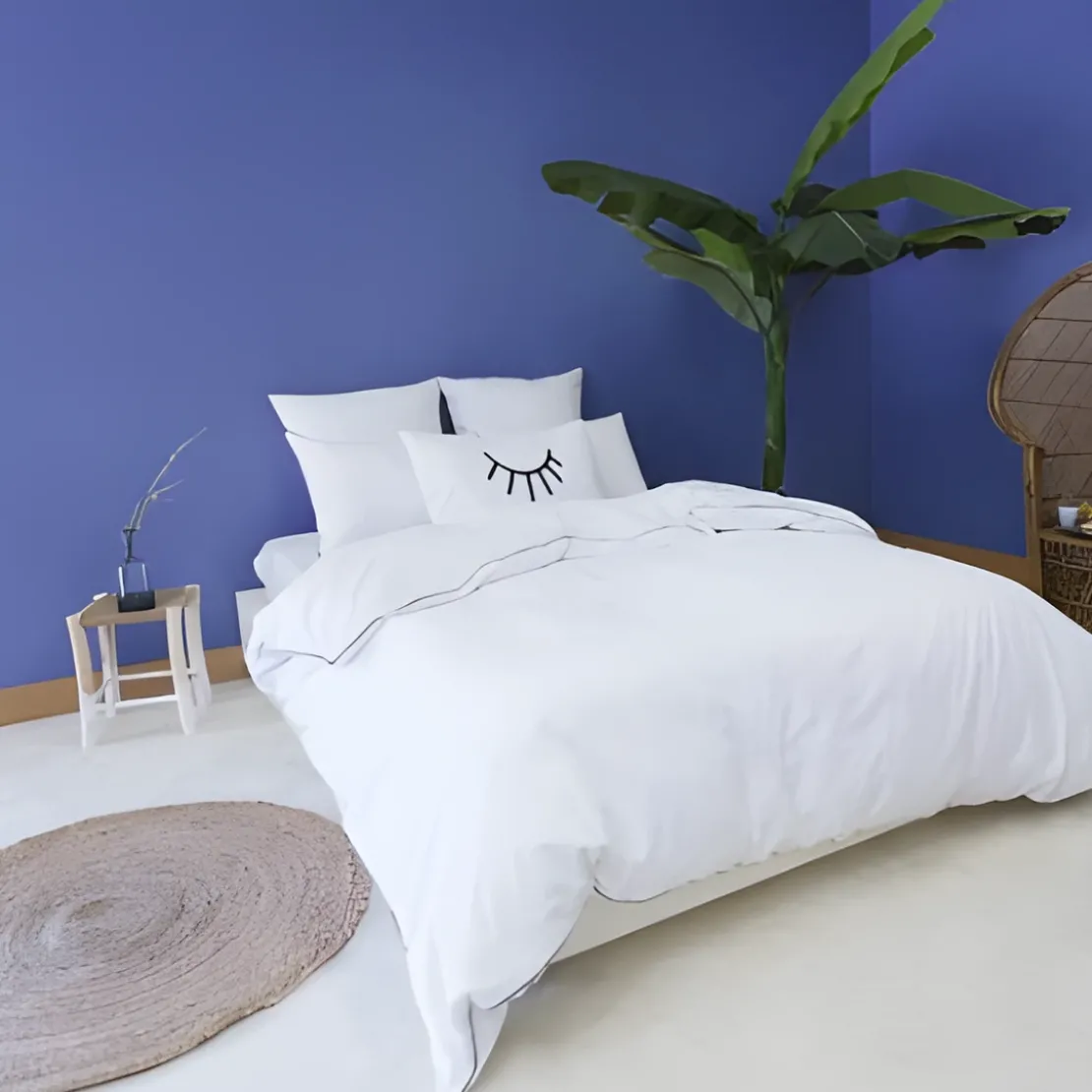 L'Officiel InteriorsLes signatures - Housse de couette en percale de coton - blanc/passepoil noir