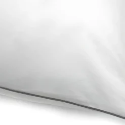L'Officiel InteriorsLes signatures - Taie d'oreiller en percale de coton - Gris perle/passepoil gris foncé
