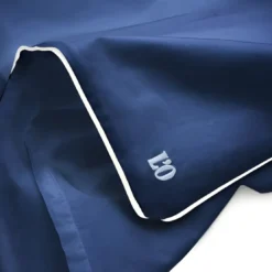 L'Officiel InteriorsLes signatures - Housse de couette en percale de coton - Bleu marine/passepoil blanc