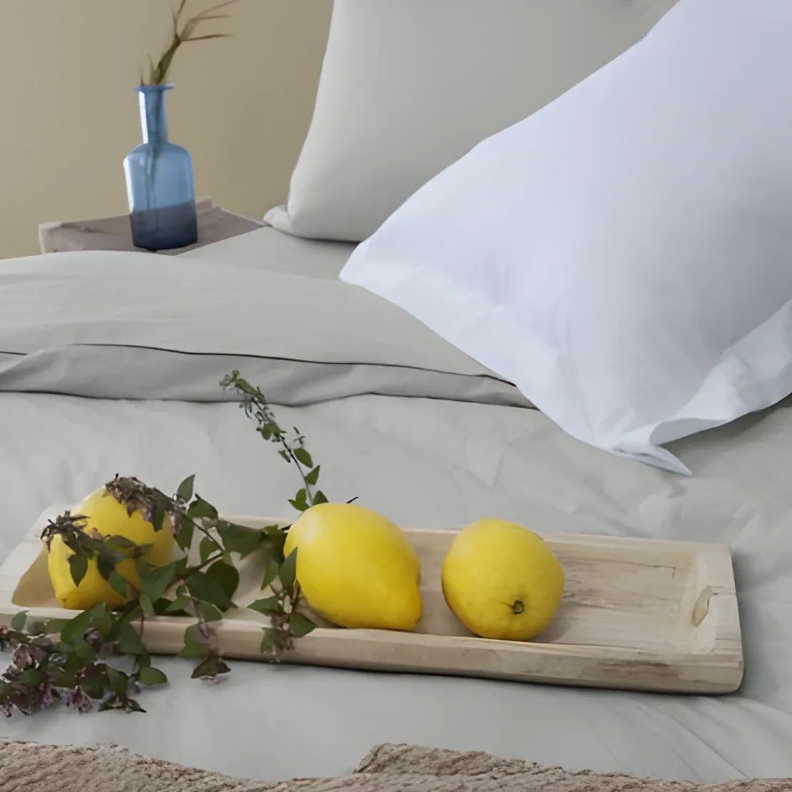 L'Officiel InteriorsLes signatures - Housse de couette en percale de coton - Gris perle/passepoil gris foncé