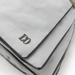 L'Officiel InteriorsLes signatures - Housse de couette en percale de coton - Gris perle/passepoil gris foncé