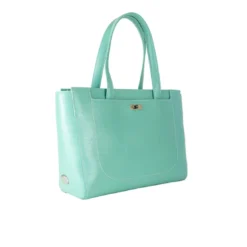 Mac DouglasGrand sac cabas cuir de buffle - finitions argenté pour femme celadon -SAMBA-BUNI bleu