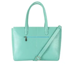 Mac DouglasGrand sac cabas cuir de buffle - finitions argenté pour femme celadon -SAMBA-BUNI bleu