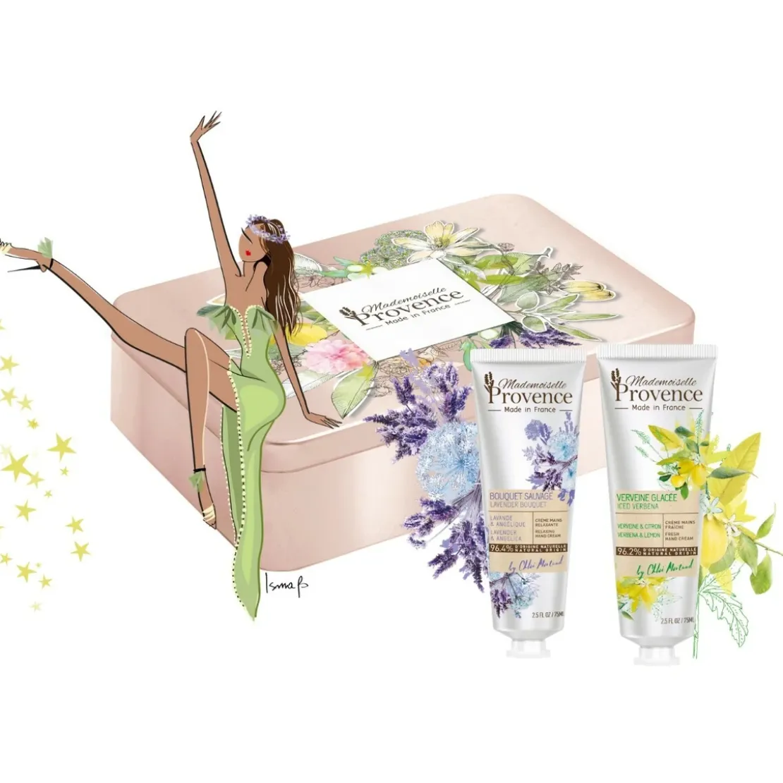 Mademoiselle ProvenceCoffret Ecrin Crèmes Mains Naturelle Duo Léger - Verveine & Citron Et Lavande & Angélique