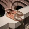 MapacheChaussures cuir tressé femme Alègre champagne