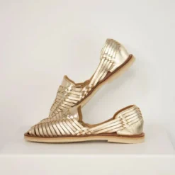 MapacheChaussures cuir tressé femme Alègre champagne