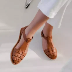 MapacheSandales femme MATILDA camel en cuir