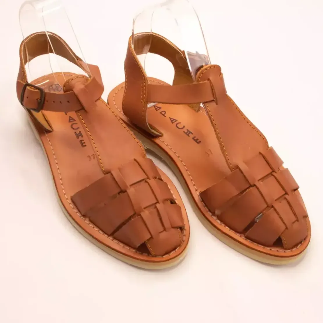 MapacheSandales femme MATILDA camel en cuir
