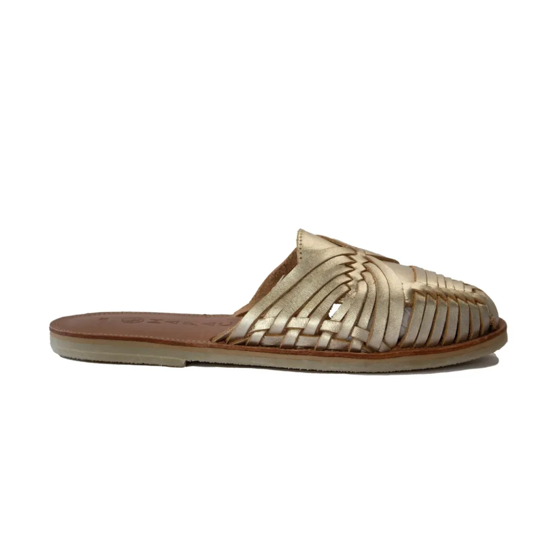 MapacheSandales tressées SONORA champagne en cuir