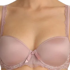 Marie JoSoutien-gorge rembourré à balconnets finition dentelle - Rose