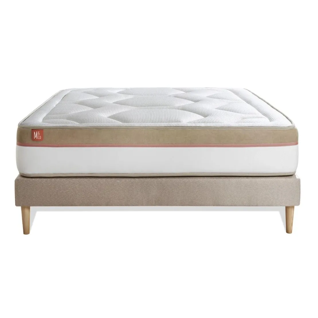 Marmottes & CoEnsemble LE COSY Memoire de forme 7 zones de confort sommier kit Beige