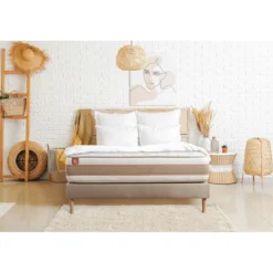 Marmottes & CoEnsemble LE DÉLICAT Ressorts ensaches Memoire de forme 5 zones de confort et sommier Beige