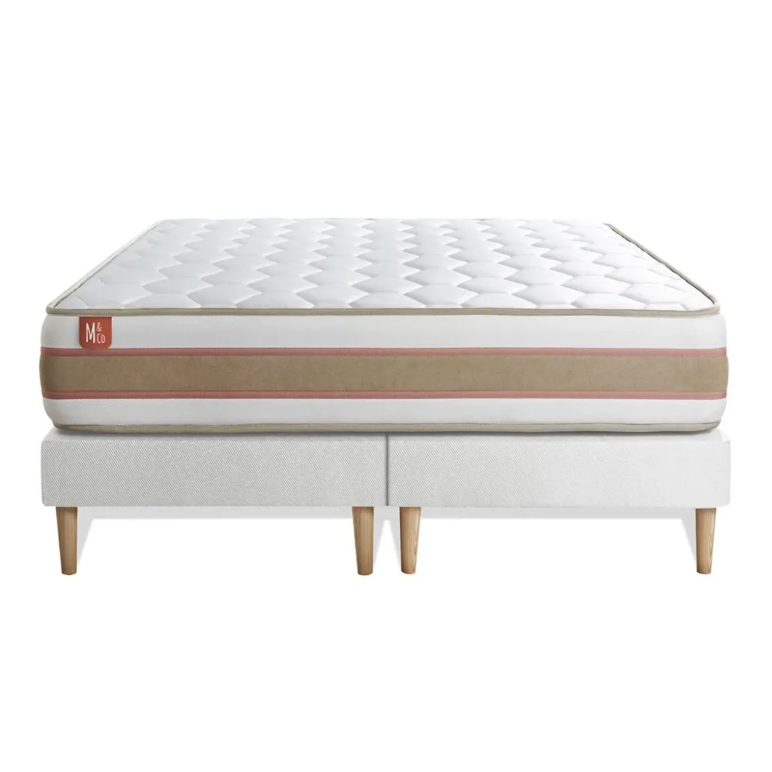 Marmottes & CoEnsemble LE DÉLICAT Ressorts ensaches Memoire de forme 5 zones de confort double sommiers Blanc