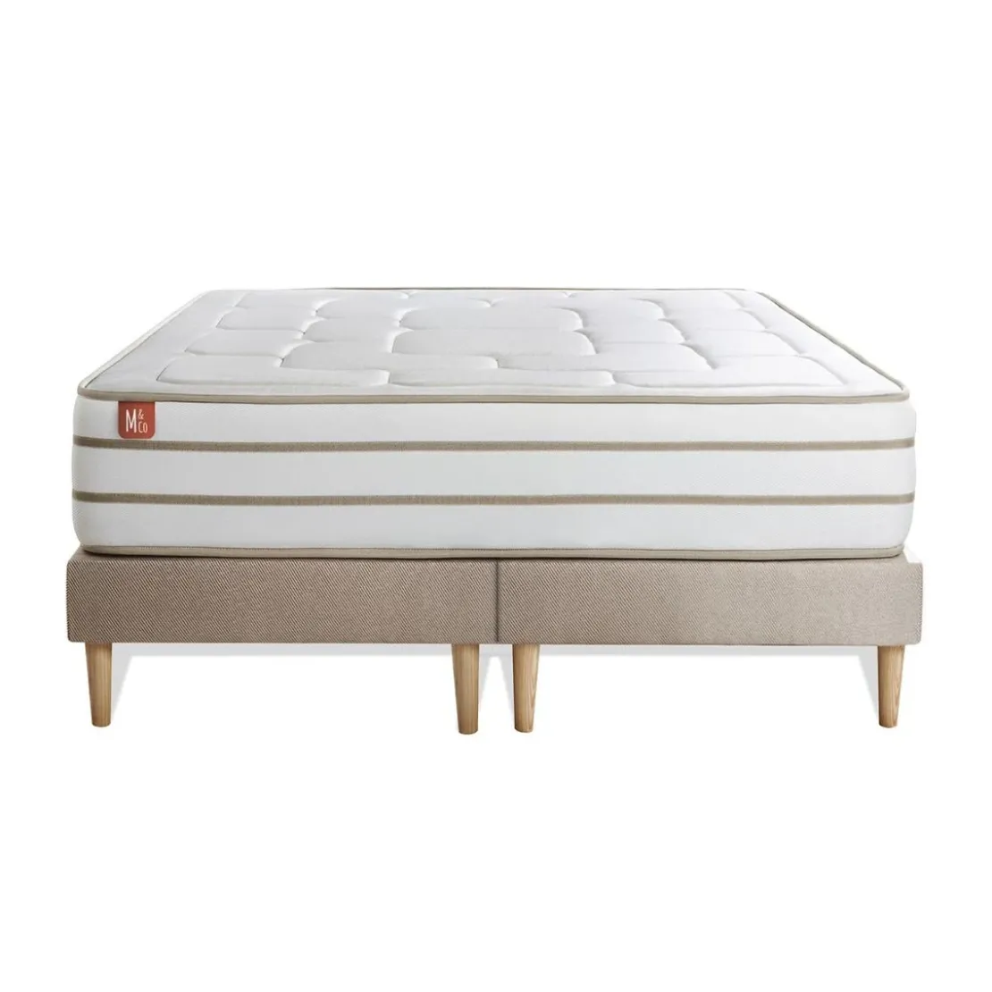 Marmottes & CoEnsemble LE DOUILLET Memoire de forme BioVisco Maxi epaisseur double sommiers Beige