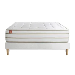 Marmottes & CoEnsemble LE DOUILLET Memoire de forme BioVisco Maxi epaisseur et sommier kit Blanc