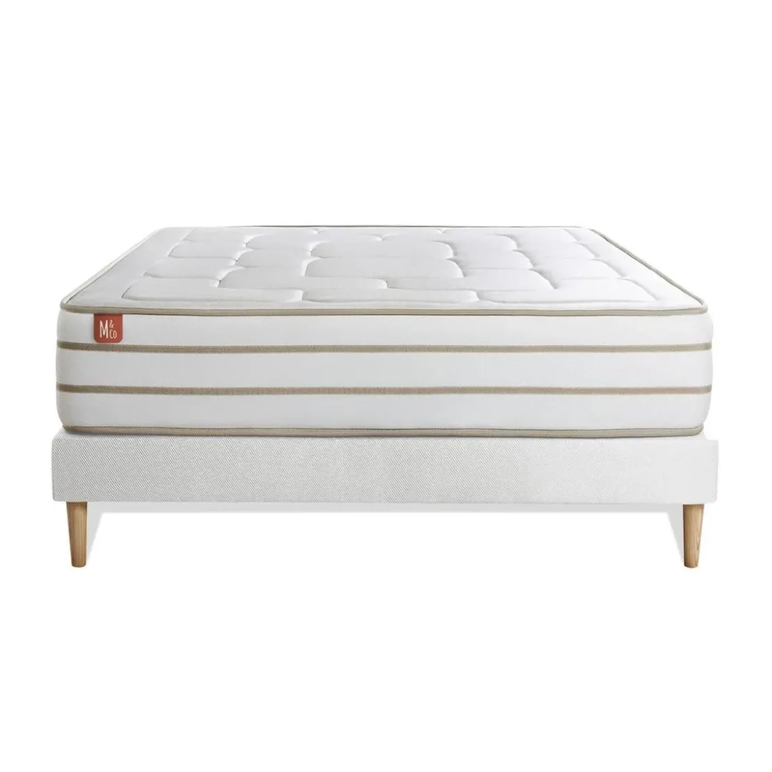Marmottes & CoEnsemble LE DOUILLET Memoire de forme BioVisco Maxi epaisseur et sommier kit Blanc