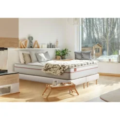 Marmottes & CoEnsemble LE PAISIBLE Memoire de forme BioVisco double sommiers Blanc