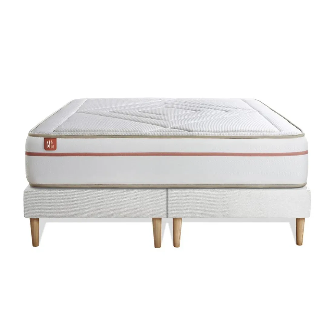 Marmottes & CoEnsemble LE PAISIBLE Memoire de forme BioVisco double sommiers Blanc