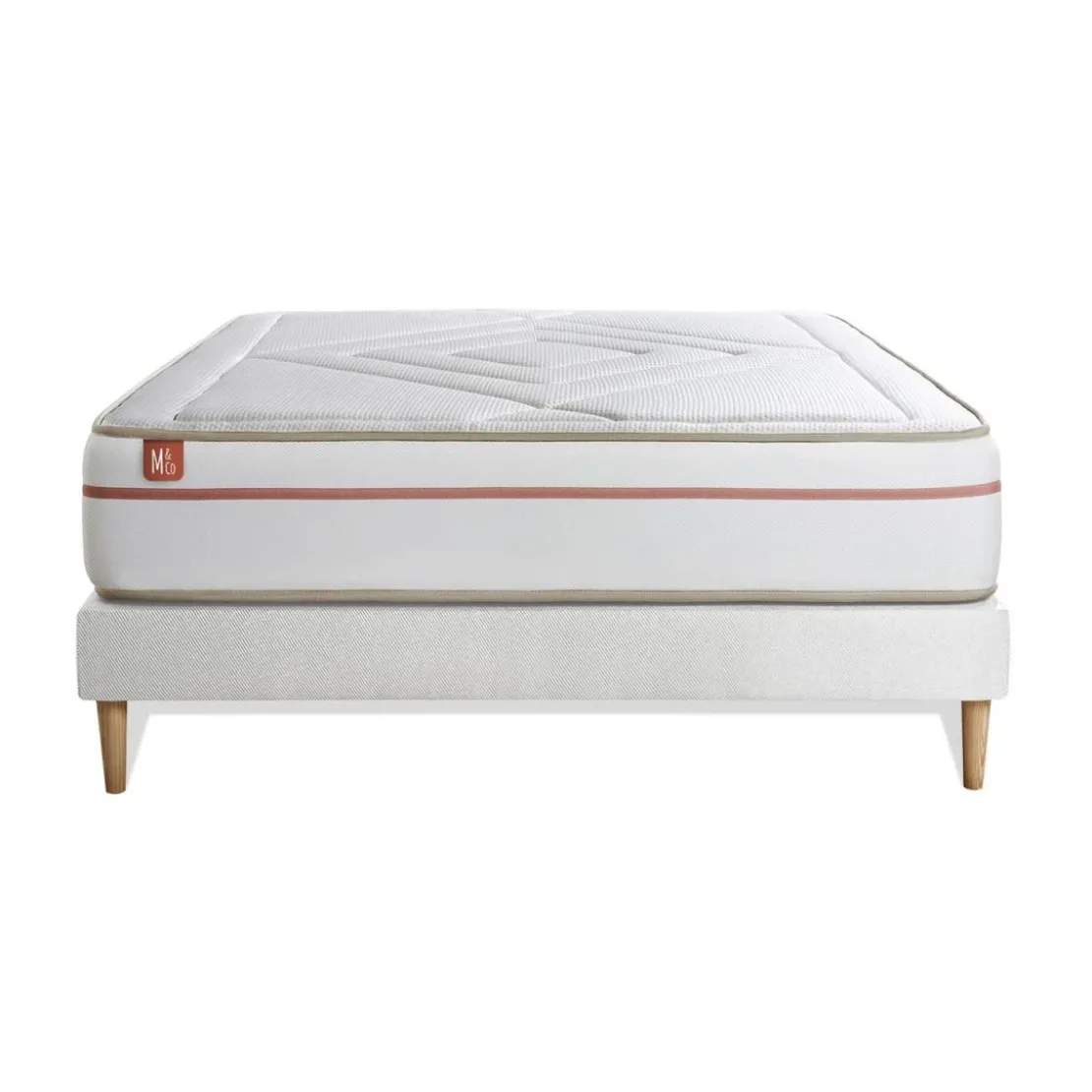 Marmottes & CoEnsemble LE PAISIBLE Memoire de forme BioVisco sommier kit Blanc