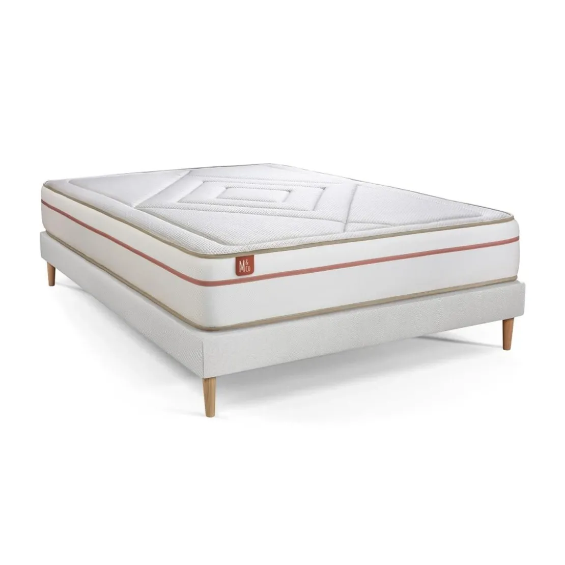 Marmottes & CoEnsemble LE PAISIBLE Memoire de forme BioVisco sommier kit Blanc