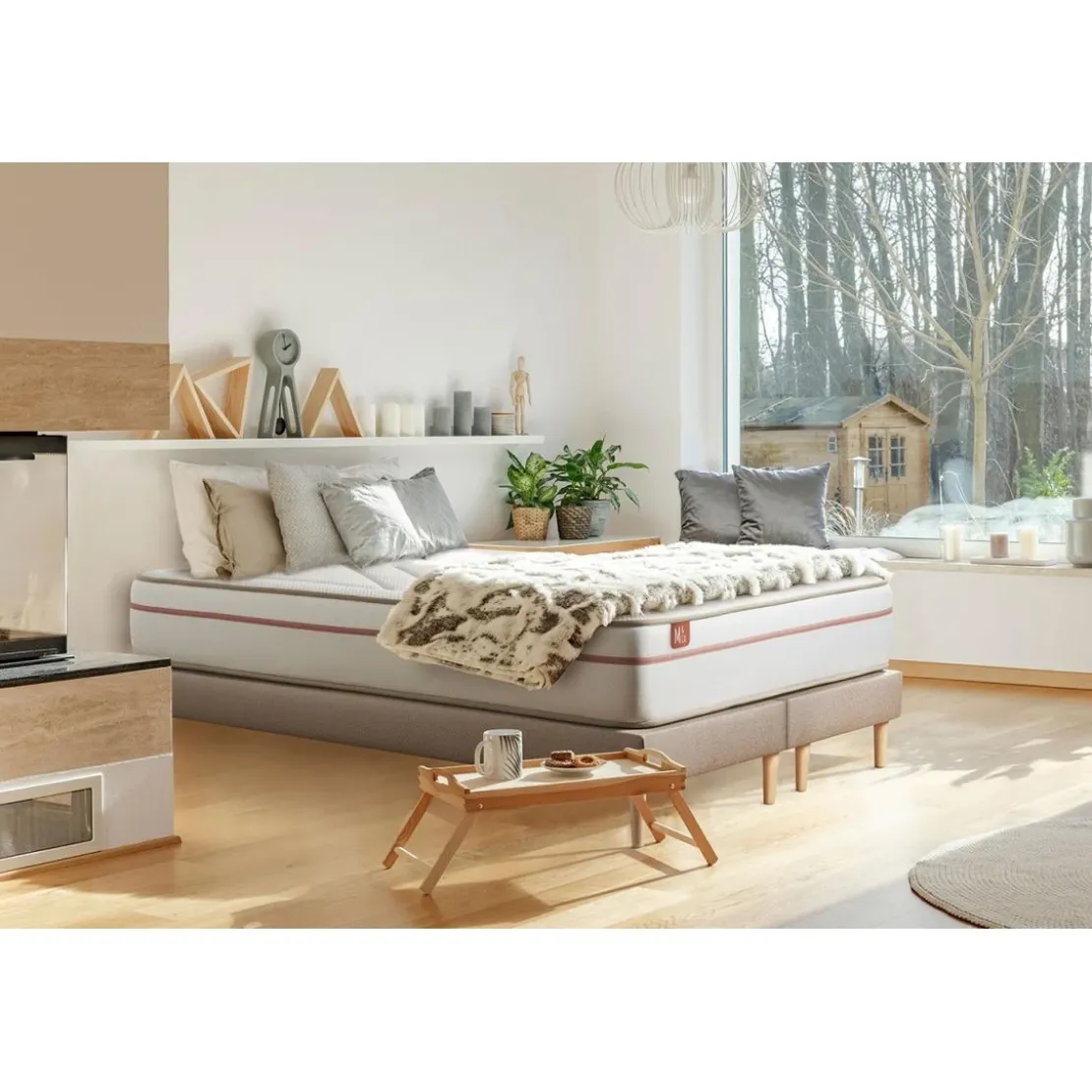 Marmottes & CoEnsemble LE PAISIBLE Memoire de forme BioVisco double sommiers Beige