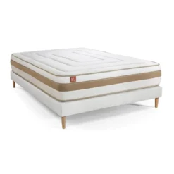 Marmottes & CoEnsemble LE RAFFINÉ Ressorts ensaches Memoire de forme BioVisco Maxi epaisseur sommier Blanc