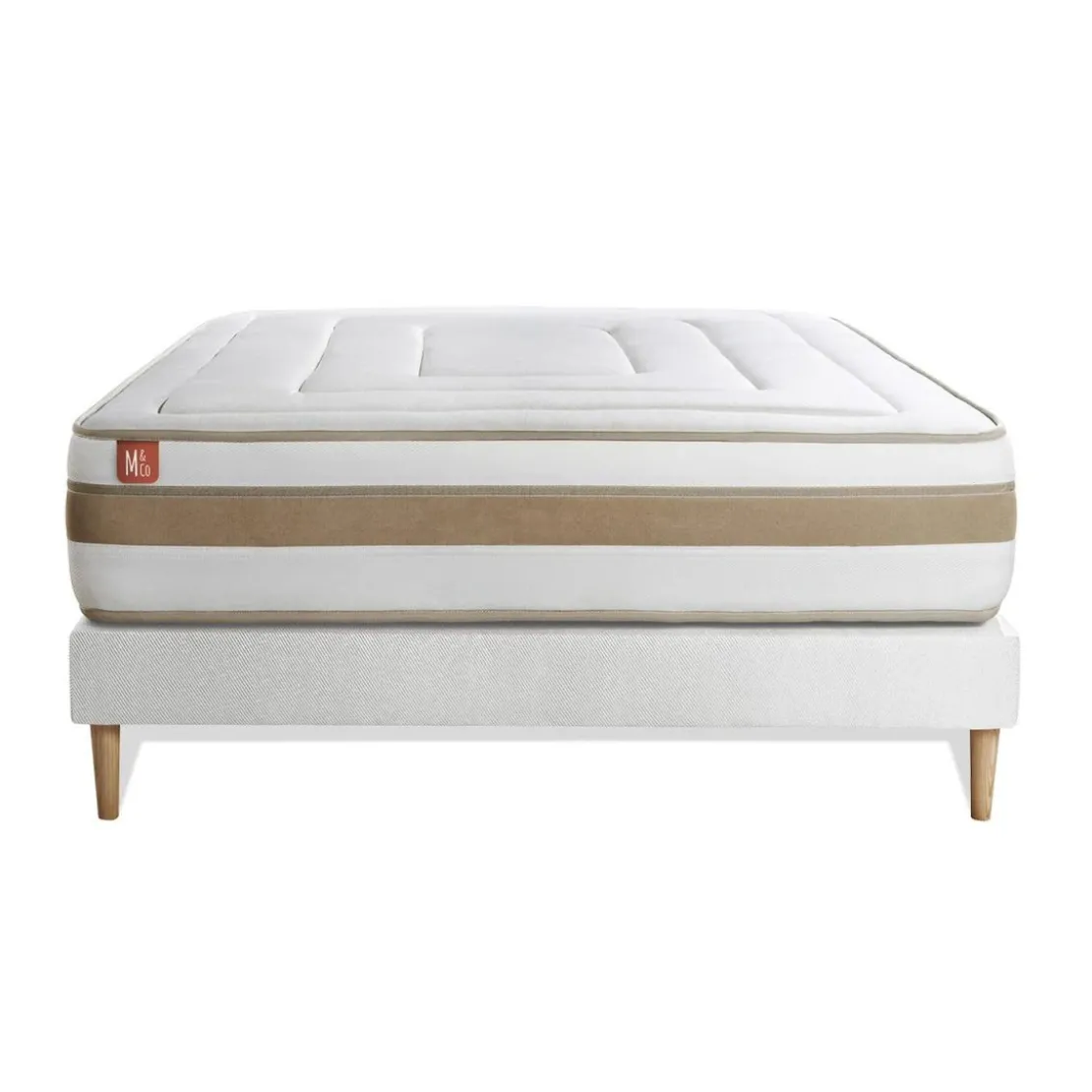 Marmottes & CoEnsemble LE RAFFINÉ Ressorts ensaches Memoire de forme BioVisco Maxi epaisseur sommier Blanc