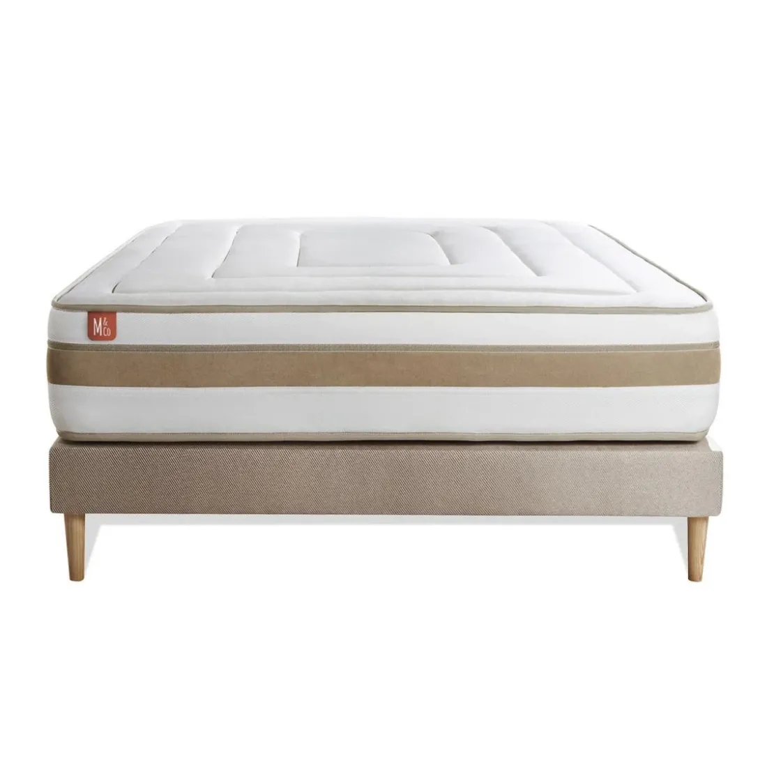 Marmottes & CoEnsemble LE RAFFINÉ Ressorts ensaches Memoire de forme BioViscoMaxi epaisseur sommier kit Beige