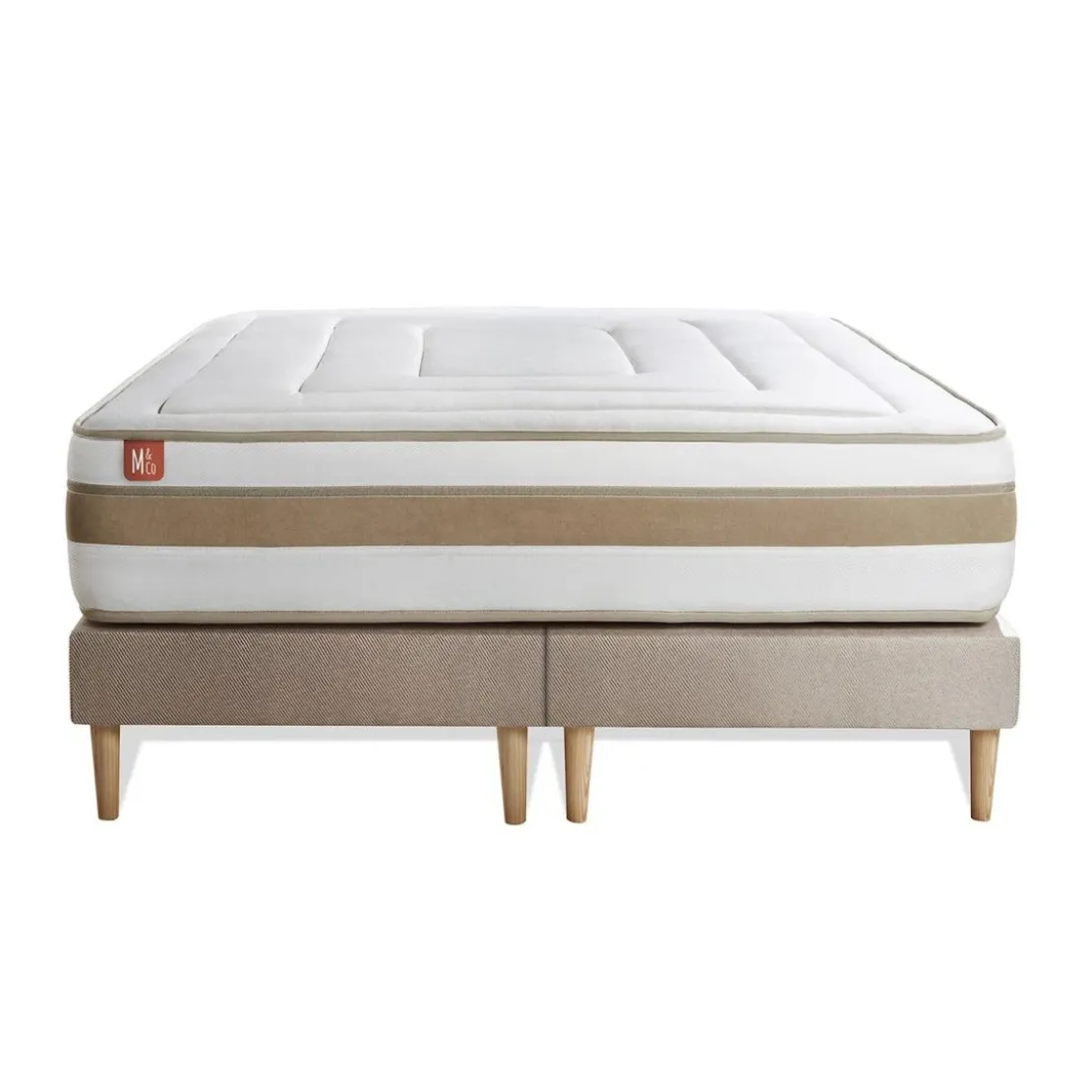 Marmottes & CoEnsemble LE RAFFINÉ Ressorts ensaches Memoire de forme BioVisco Maxi epaisseur double sommiers Beige