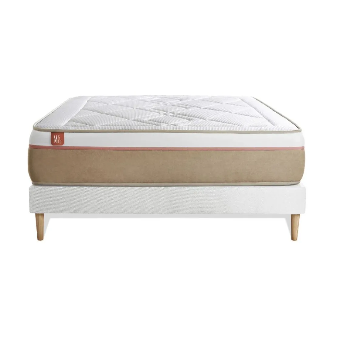 Marmottes & CoEnsemble LE SOYEUX Ressorts ensaches Memoire de forme BioVisco sommier kit Blanc