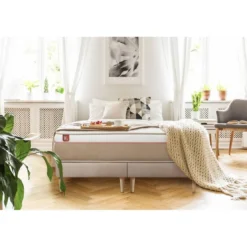 Marmottes & CoEnsemble LE SOYEUX Ressorts ensaches Memoire de forme BioVisco double sommiers Beige