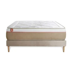 Marmottes & CoEnsemble LE SOYEUX Ressorts ensaches Memoire de forme BioVisco sommier kit Beige