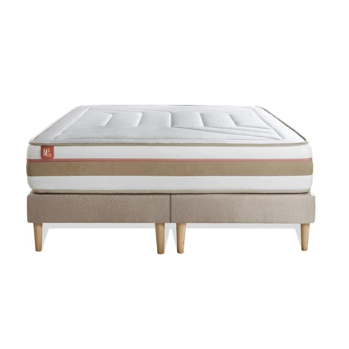 Marmottes & CoEnsemble LE TENDRE Ressorts ensaches Memoire de forme 7 zones de confort double sommiers Beige