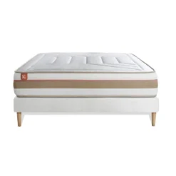 Marmottes & CoEnsemble LE TENDRE Ressorts Memoire de forme 7 zones de confort sommier kit Blanc